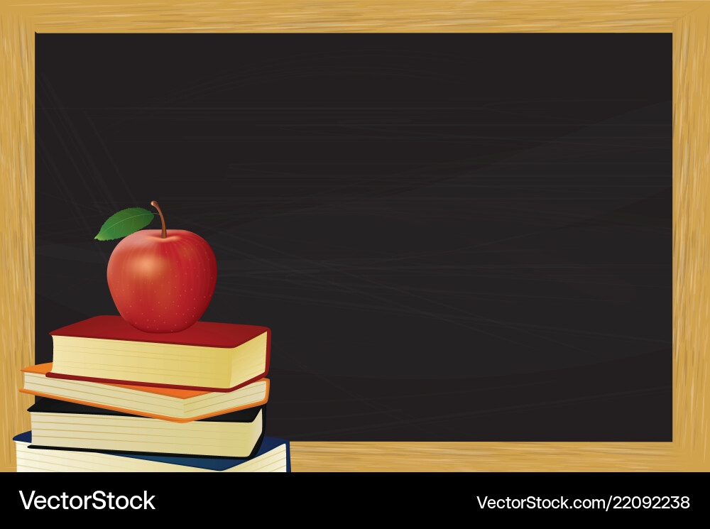 Chalkboard with frame and apple Chalkboard with frame and apple vector image