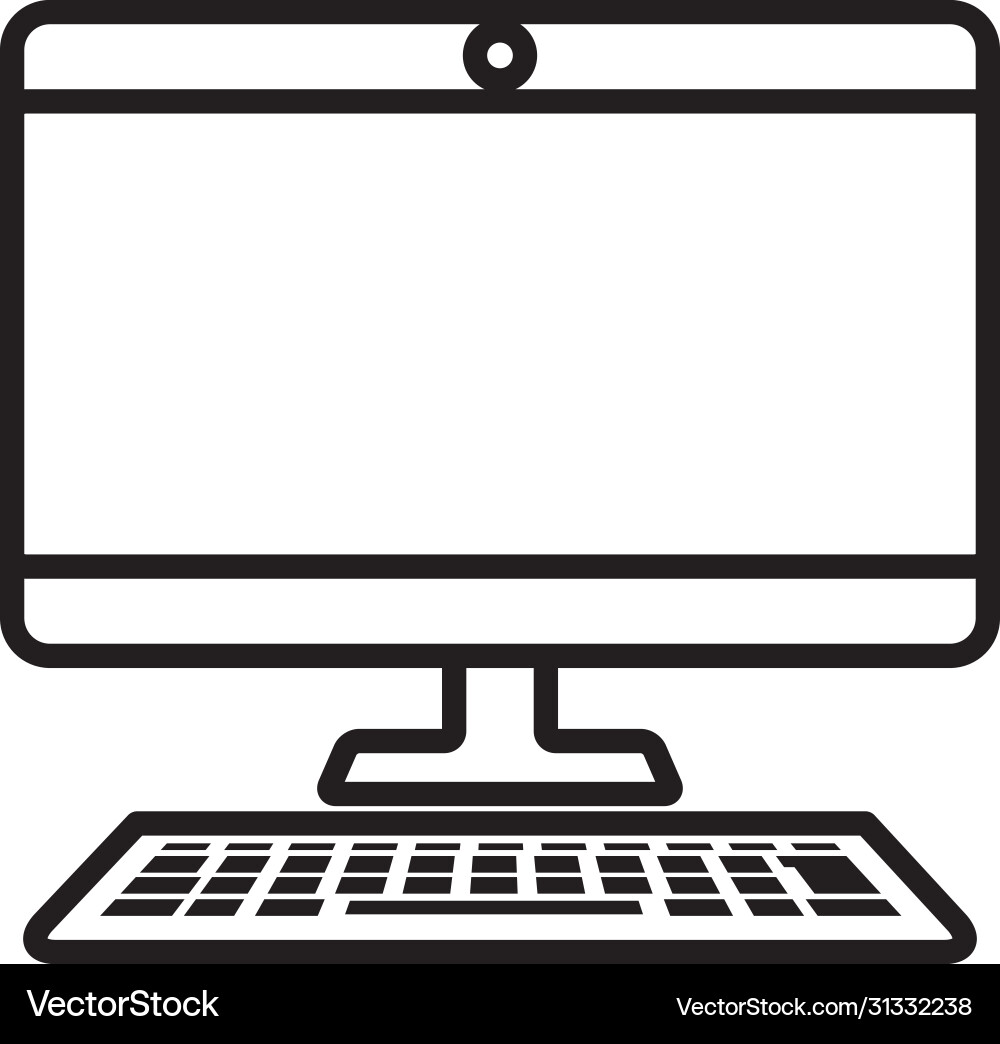 Computer monitor and keyboard line style Computer monitor and keyboard line style Vector Image