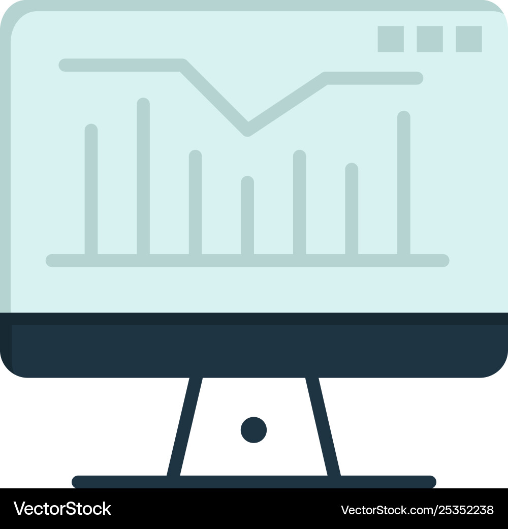 Computer static graph monitor flat color icon vector image