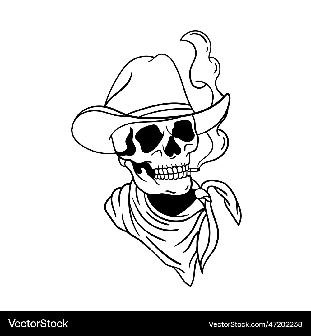 Cowboy Skull with Cigarette vector image