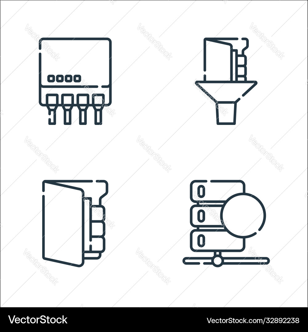 Database and servers line icons linear set Database and servers line icons linear set vector image
