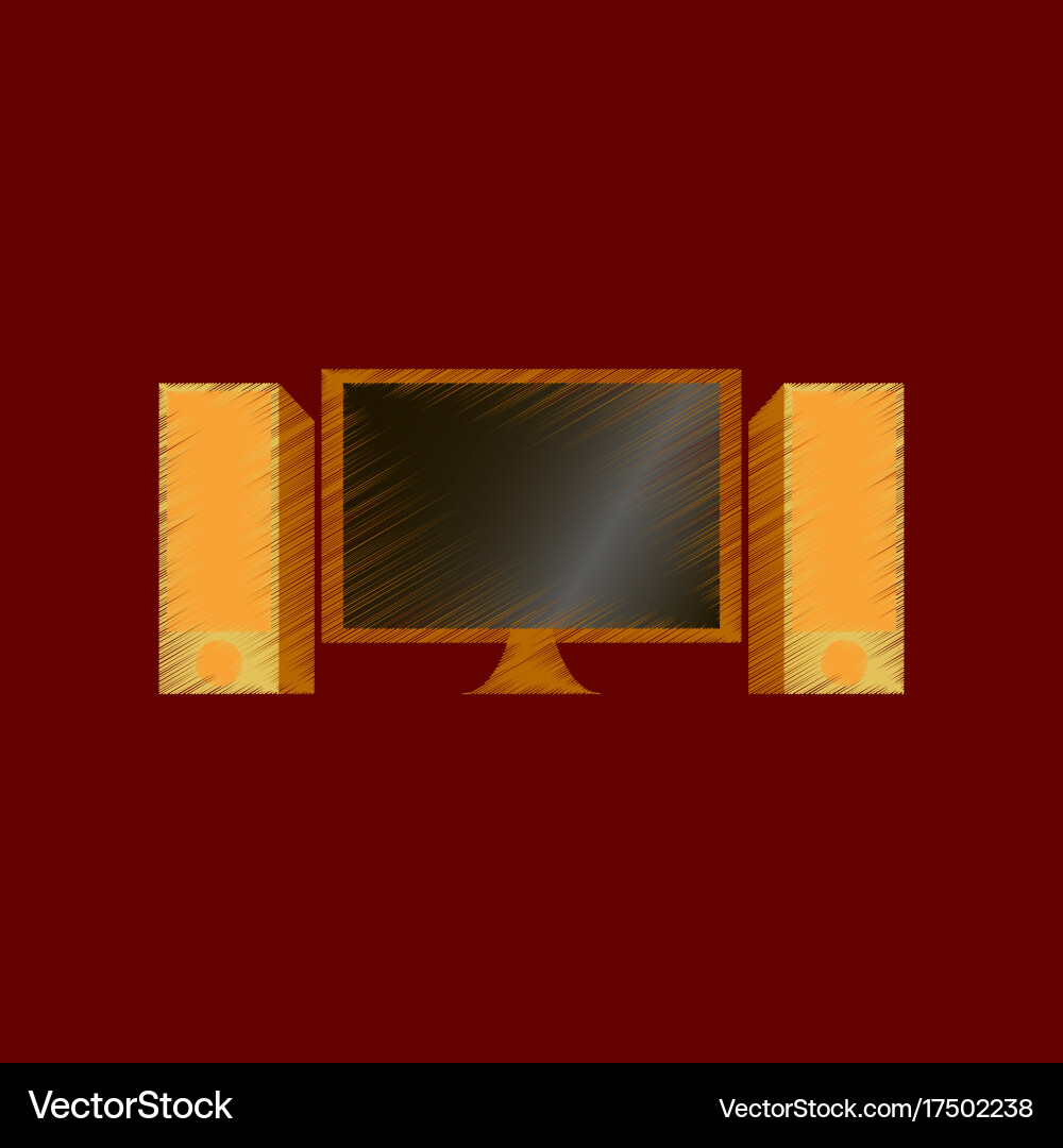 Flat shading style icon computer monitor Vector Image