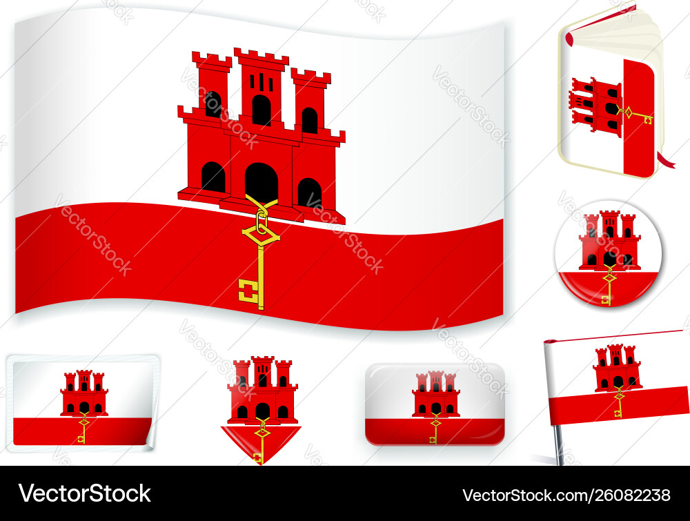 Gibraltar flag in different Vector Image