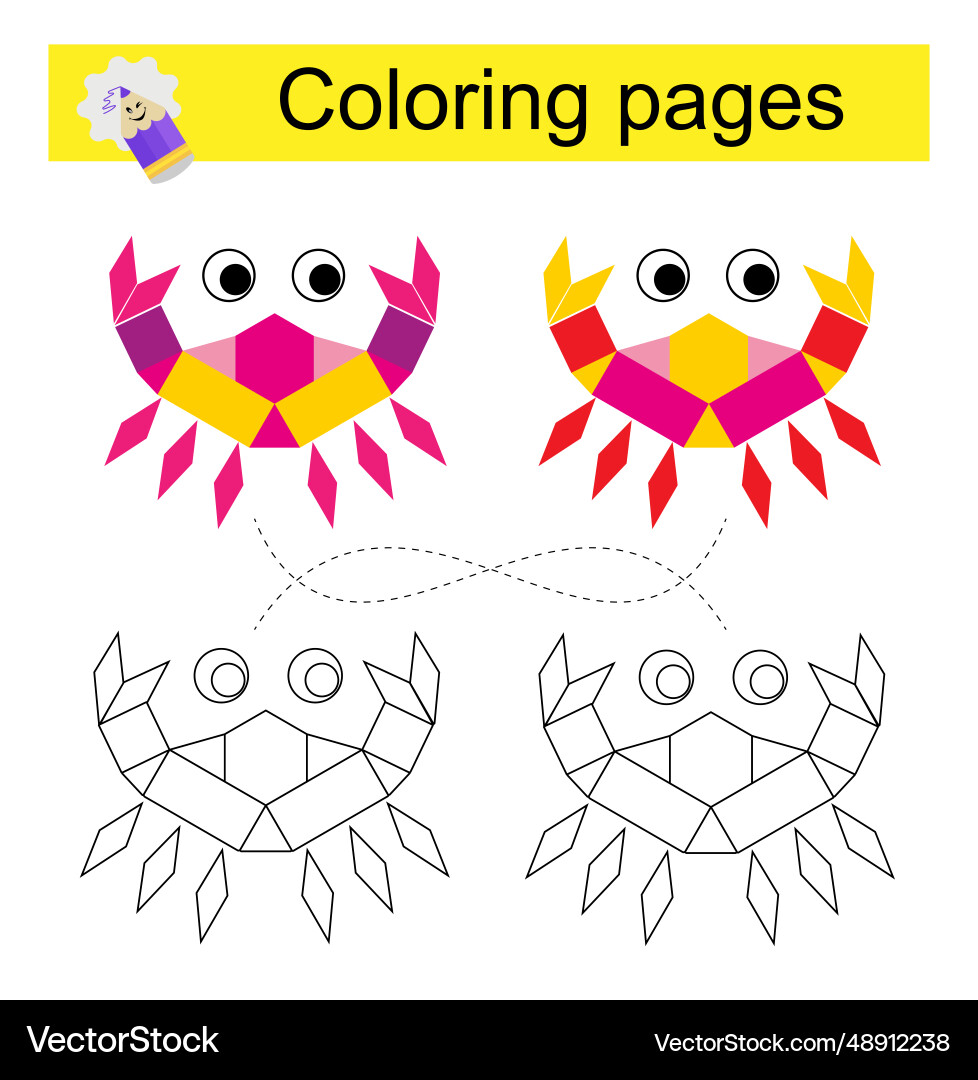 Go through the maze and color a crab Go through the maze and color a crab Vector Image