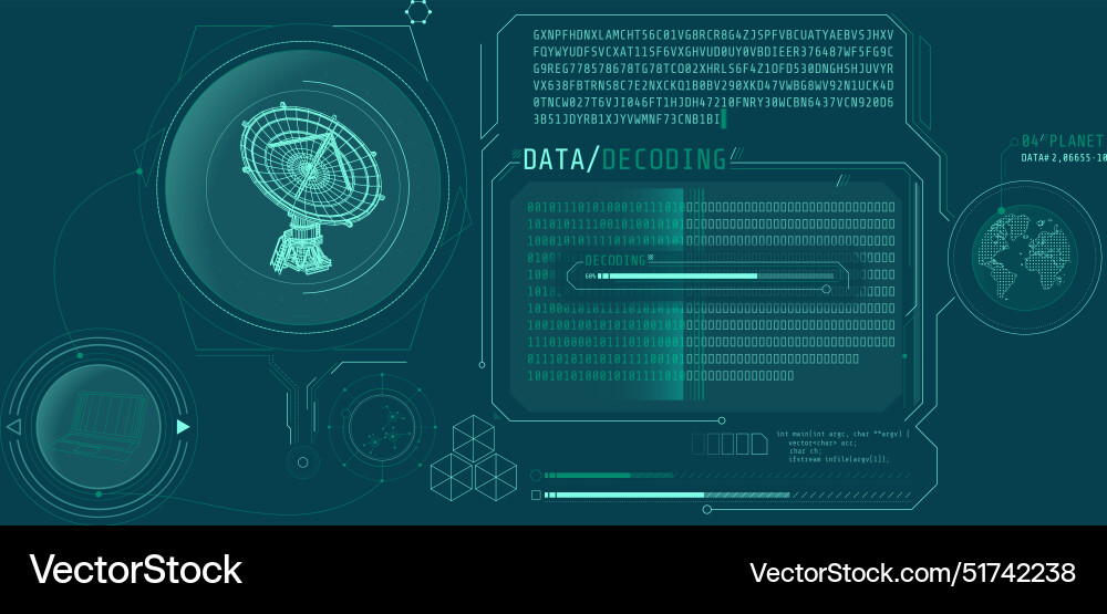 Interface screen for decoding radio telescope data vector image
