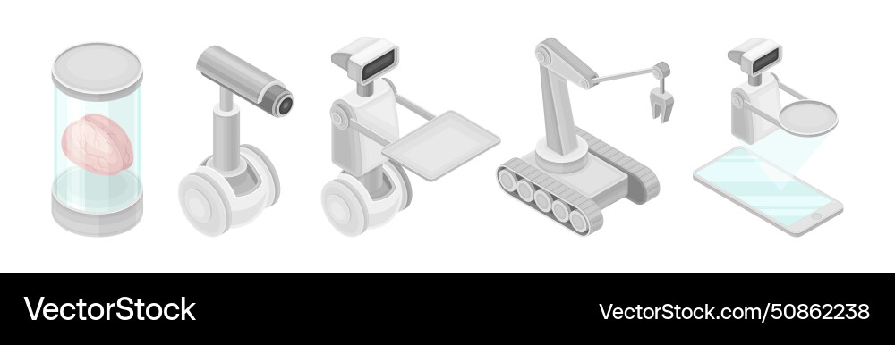 Isometric artificial intelligence and robot vector image