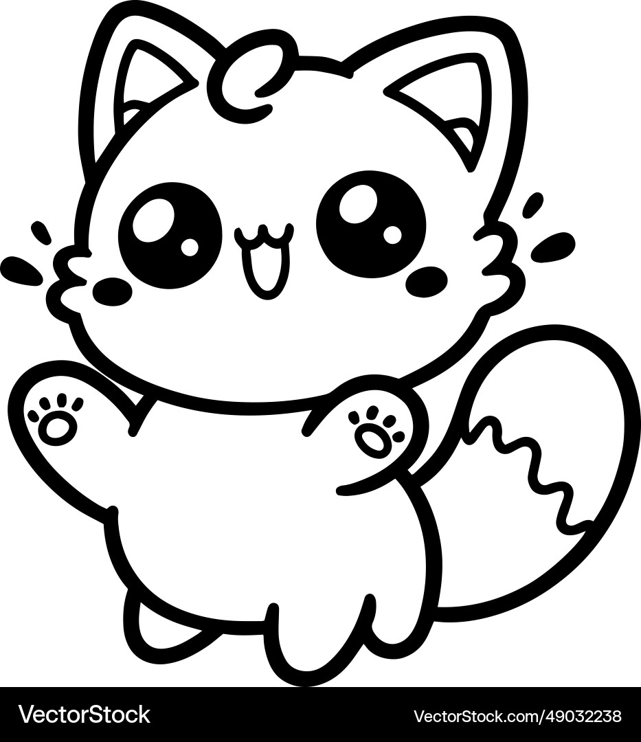 Kawaii cute cat in doodle style Kawaii cute cat in doodle style vector image