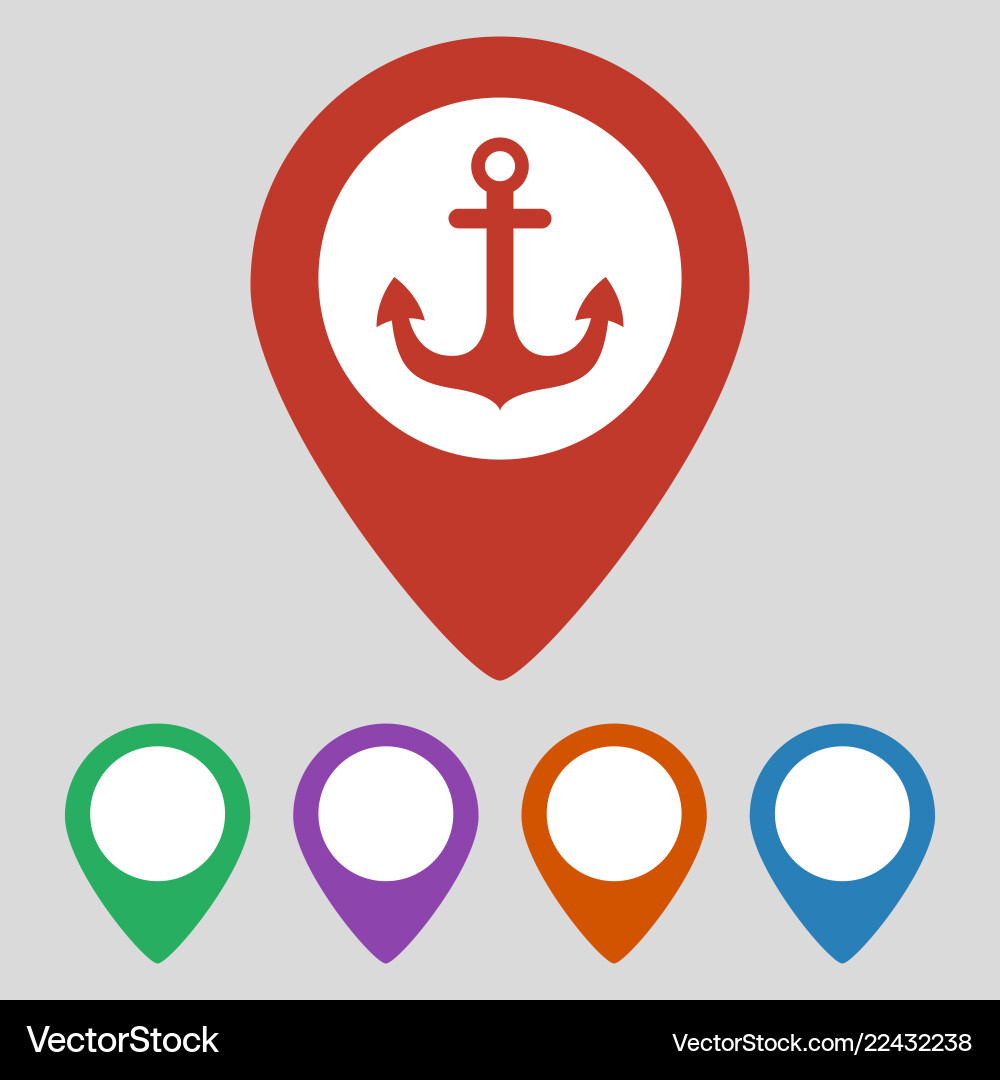 Map Pointer with Anchor Icon vector image