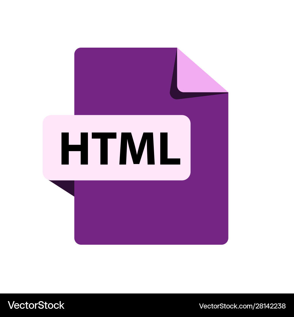 Purple icon html file format extensions Vector Image