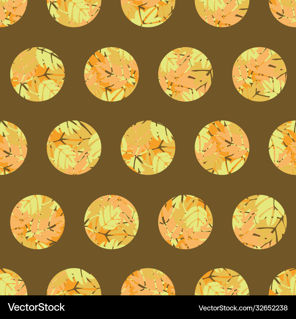 Seamless pattern with autumn leaves circles Vector Image