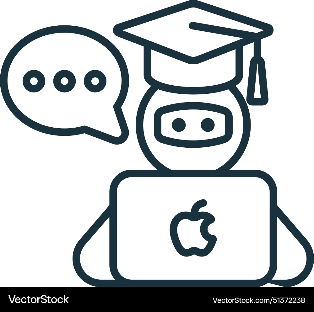 Self-learning chatbot icon monochrome simple vector image