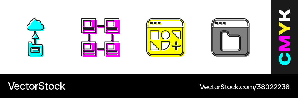 Set cloud technology data transfer hierarchy Set cloud technology data transfer hierarchy vector image