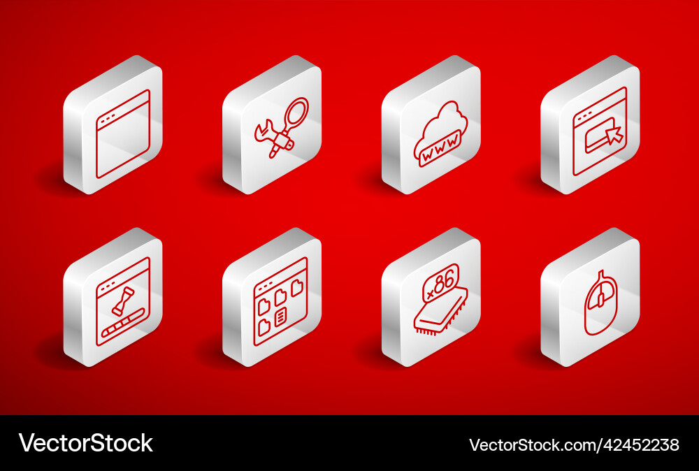 Set line computer mouse debugging web Set line computer mouse debugging web vector image