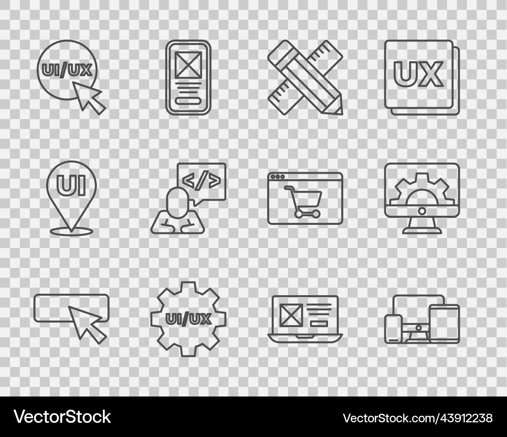 Set line ui or ux design monitor mobile tablet Set line ui or ux design monitor mobile tablet vector image