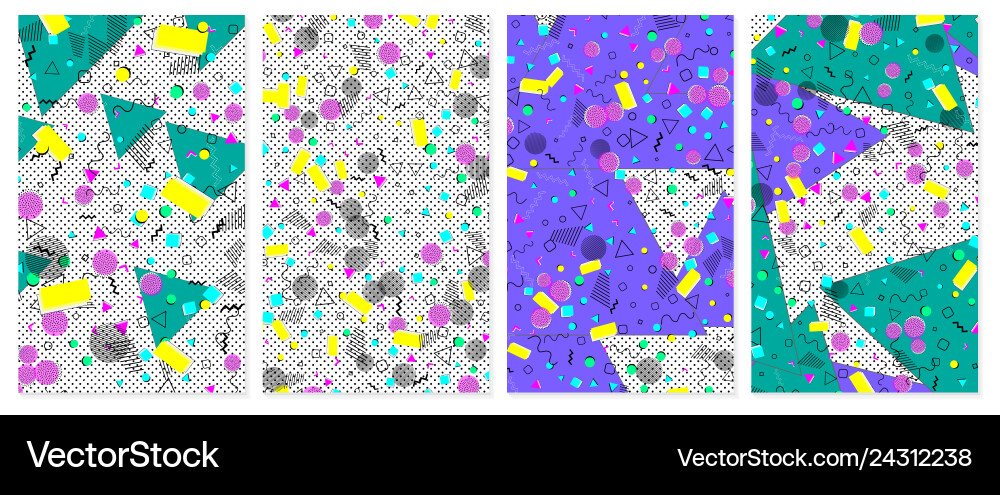 Set of memphis pattern pop art color background Set of memphis pattern pop art color background vector image