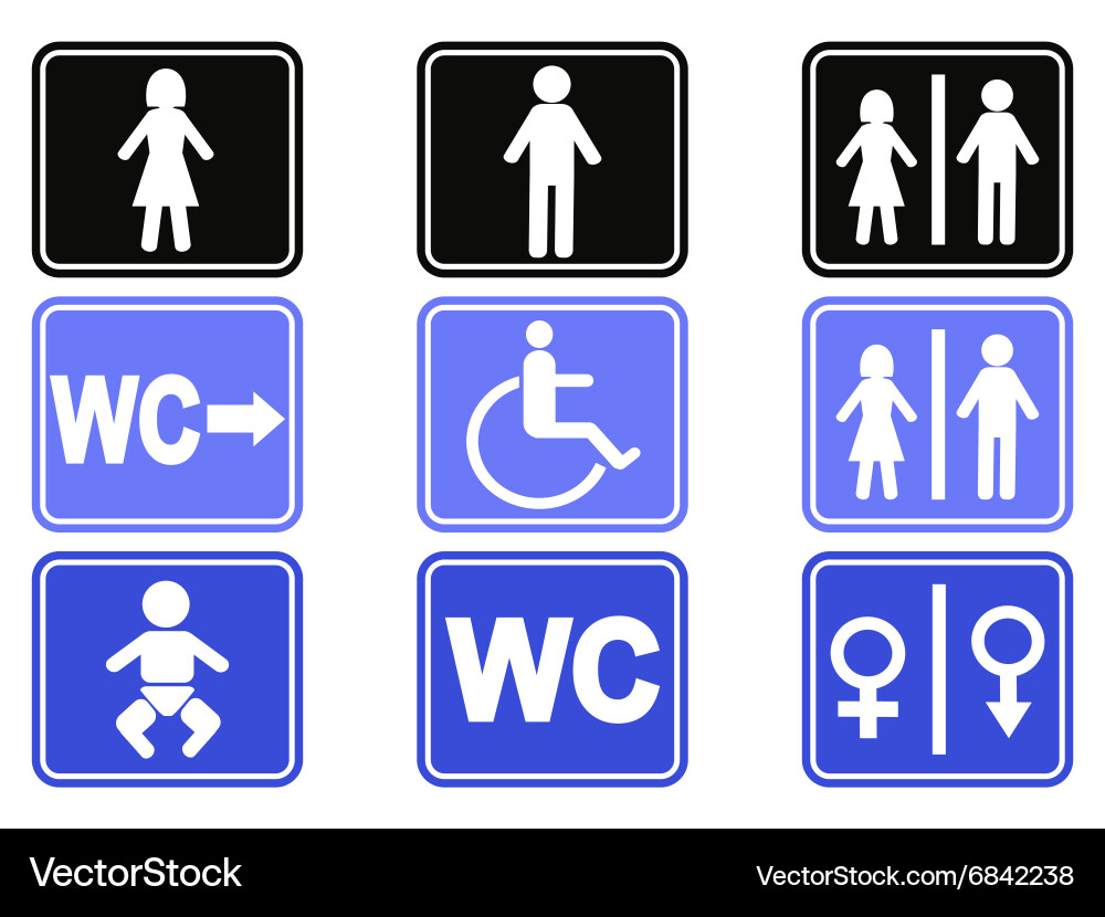 Wc button icons set Vector Image
