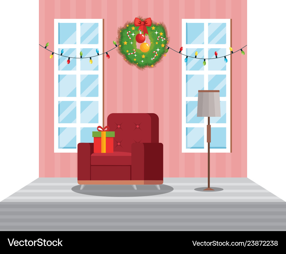 Wohnzimmer mit Weihnachtsdekoration Szene Wohnzimmer mit Weihnachtsdekoration Szene vektorbild