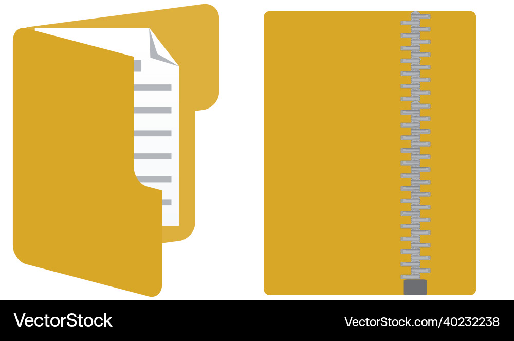 Zip folder archive directory Zip folder archive directory vector image