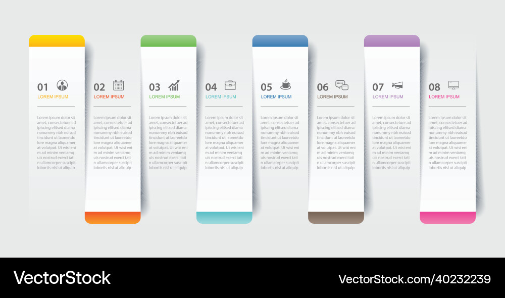 8 data infographics tab paper index template Vector Image