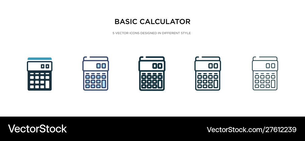 Basic calculator icon in different style two Basic calculator icon in different style two Vector Image