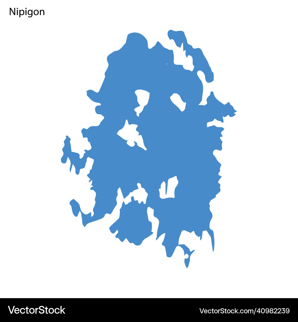Blue outline map of nipigon lake isolated vector image