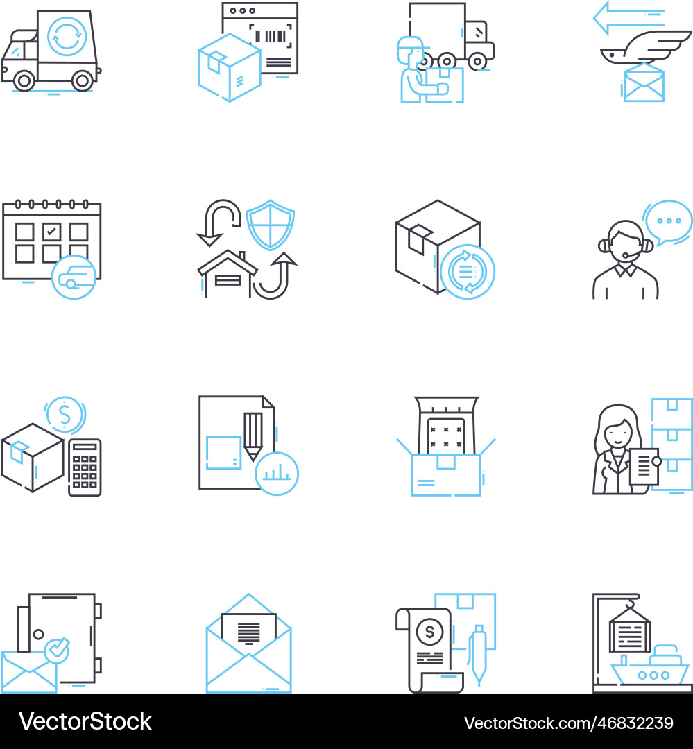 Content optimization linear icons set keywords Vector Image