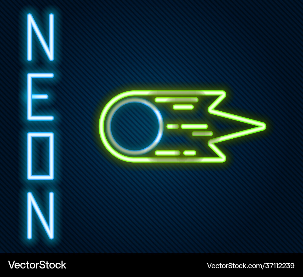 Glowing neon line comet falling down fast icon Vector Image