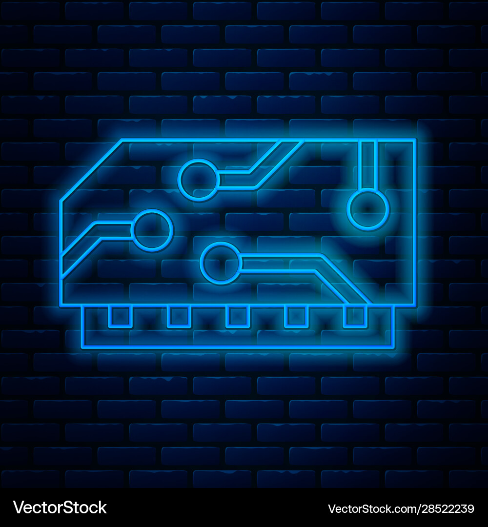 Glowing neon line ram random access memory icon Glowing neon line ram random access memory icon vector image