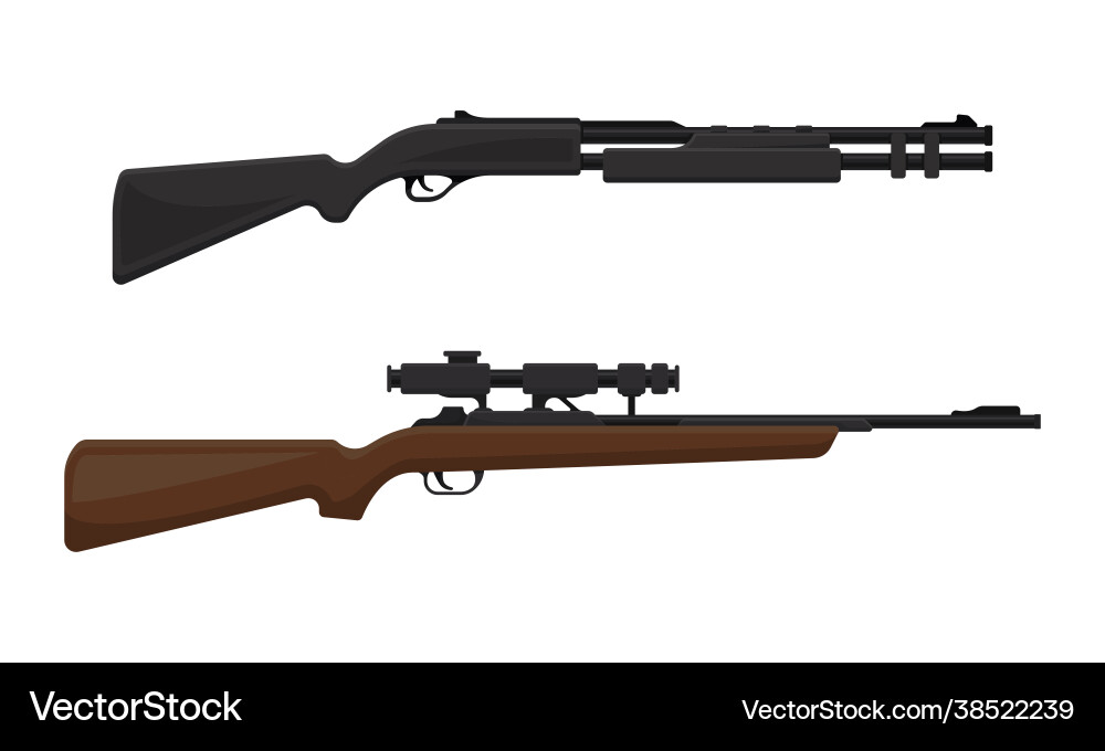 Handguns or rifle models with firing trigger vector image