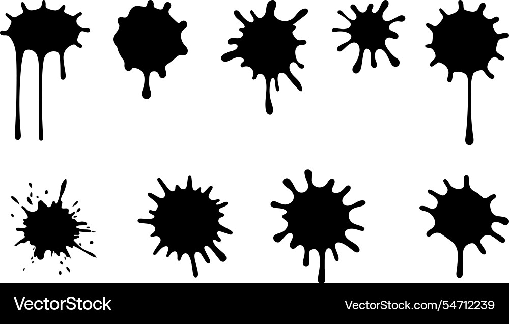 Ink splatter marks silhouette set Vector Image