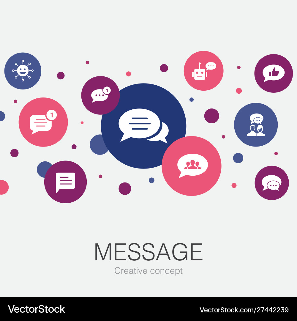 Message trendy circle template with simple icons Vector Image