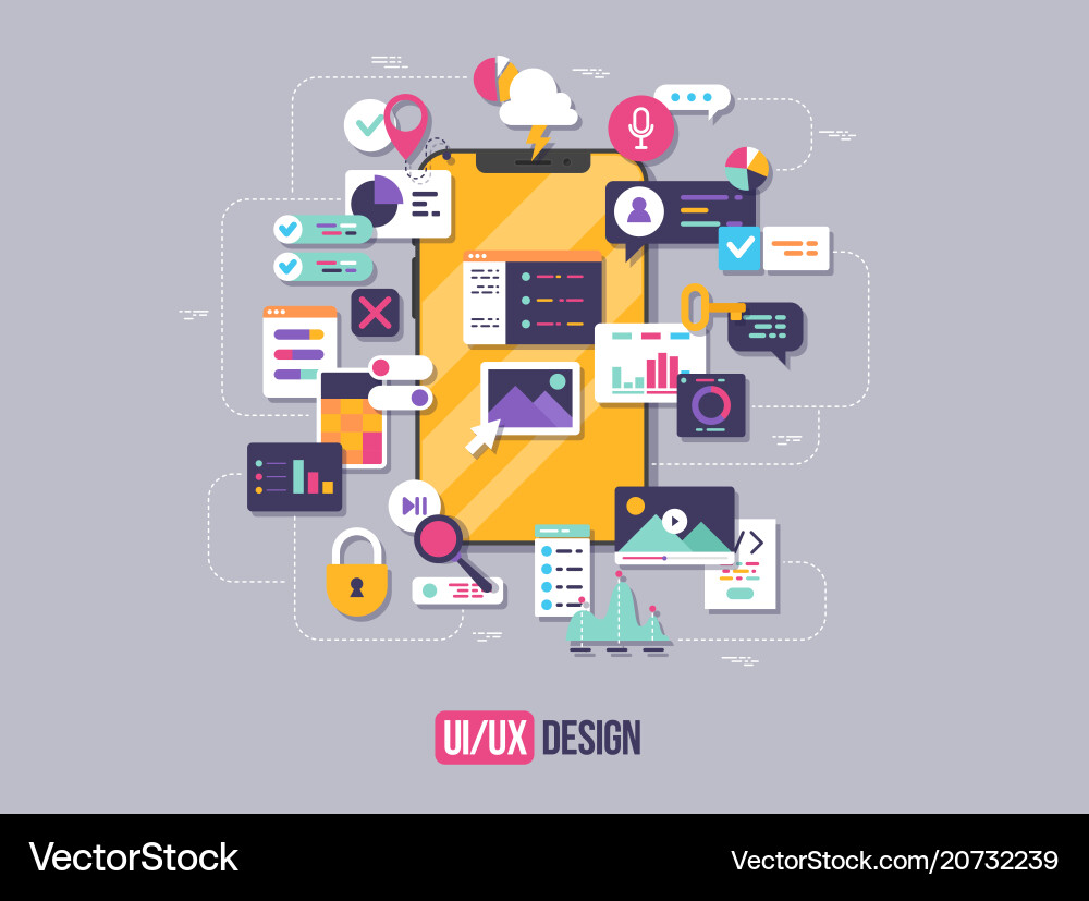 Mobile App UI/UX Development Vector Image