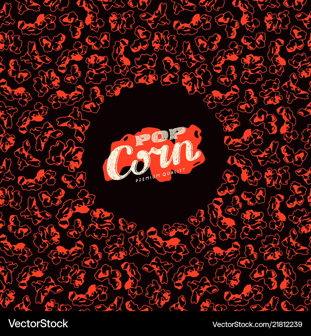 Popcorn emblem and frame with pattern Popcorn emblem and frame with pattern vector image
