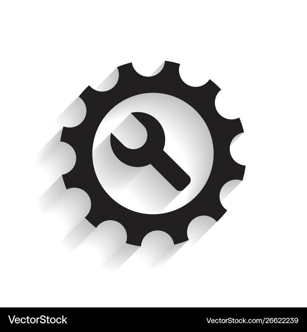 Setting icon with long shadow Vector Image