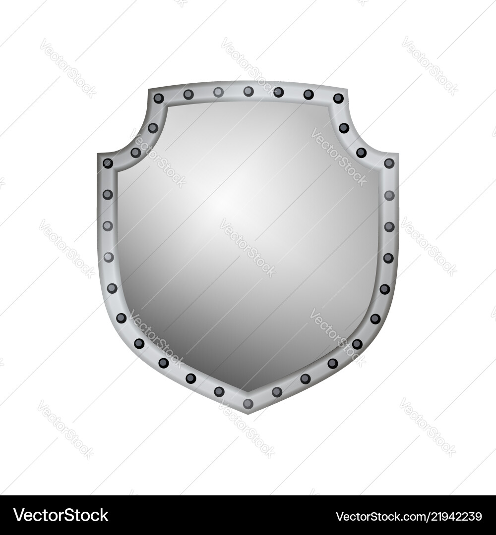 Silver shield shape icon 3d gray emblem sign Silver shield shape icon 3d gray emblem sign vector image