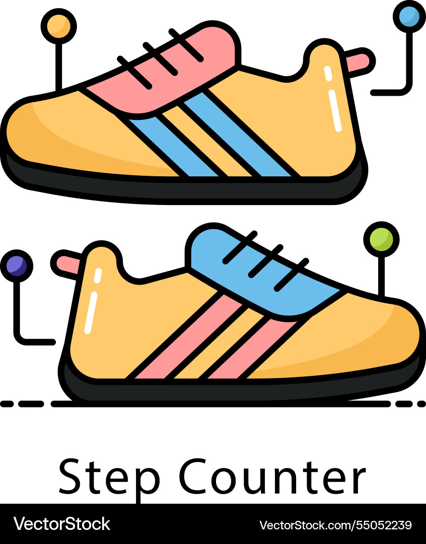 Step counter filled icon style vector image