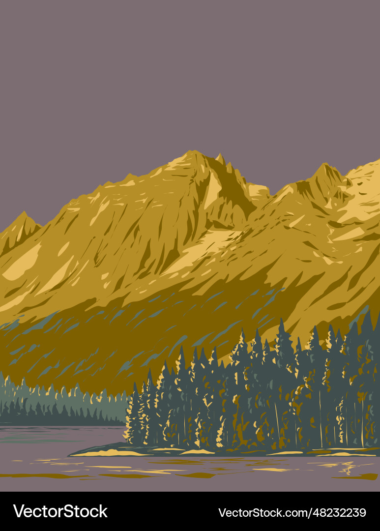 String Lake Poster Art - Grand Teton National Park Vector Image