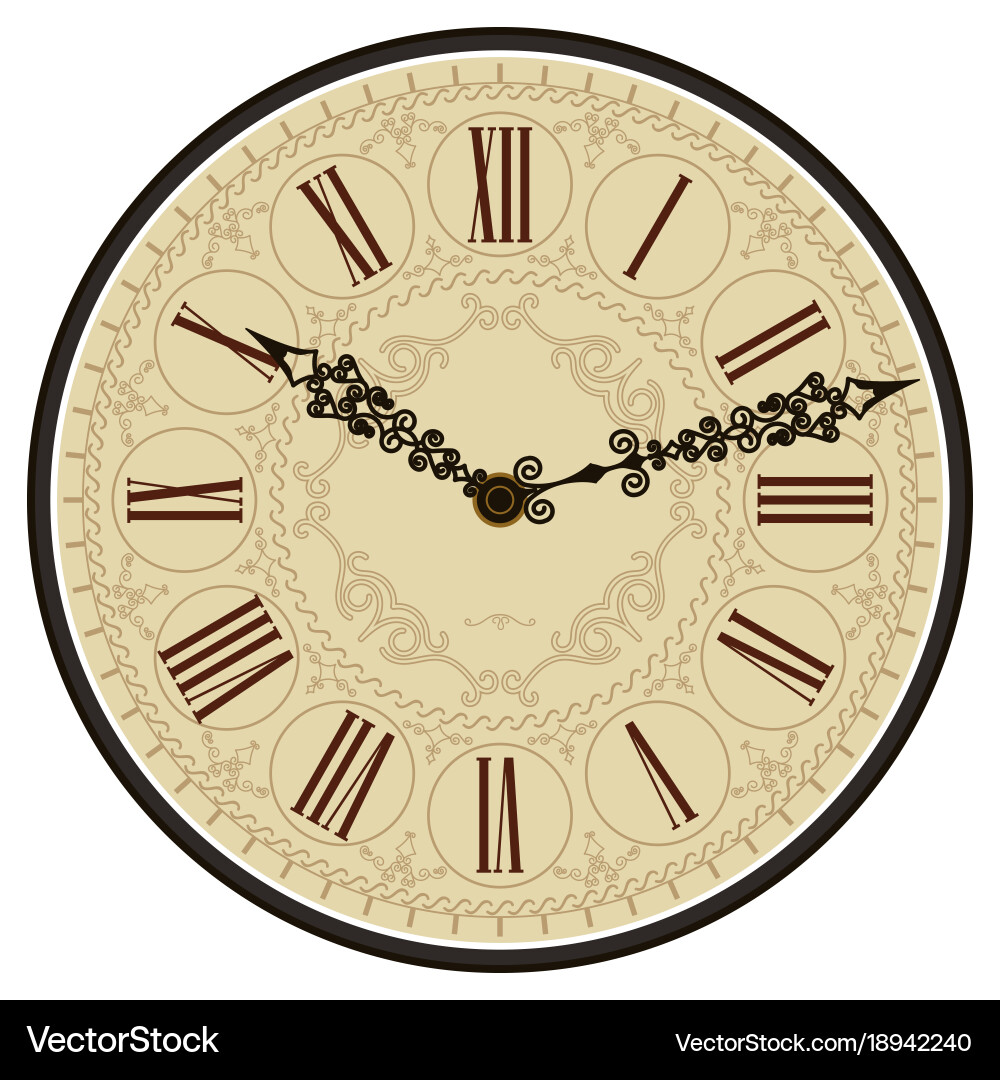 Antique old clock face Royalty Free Vector Image