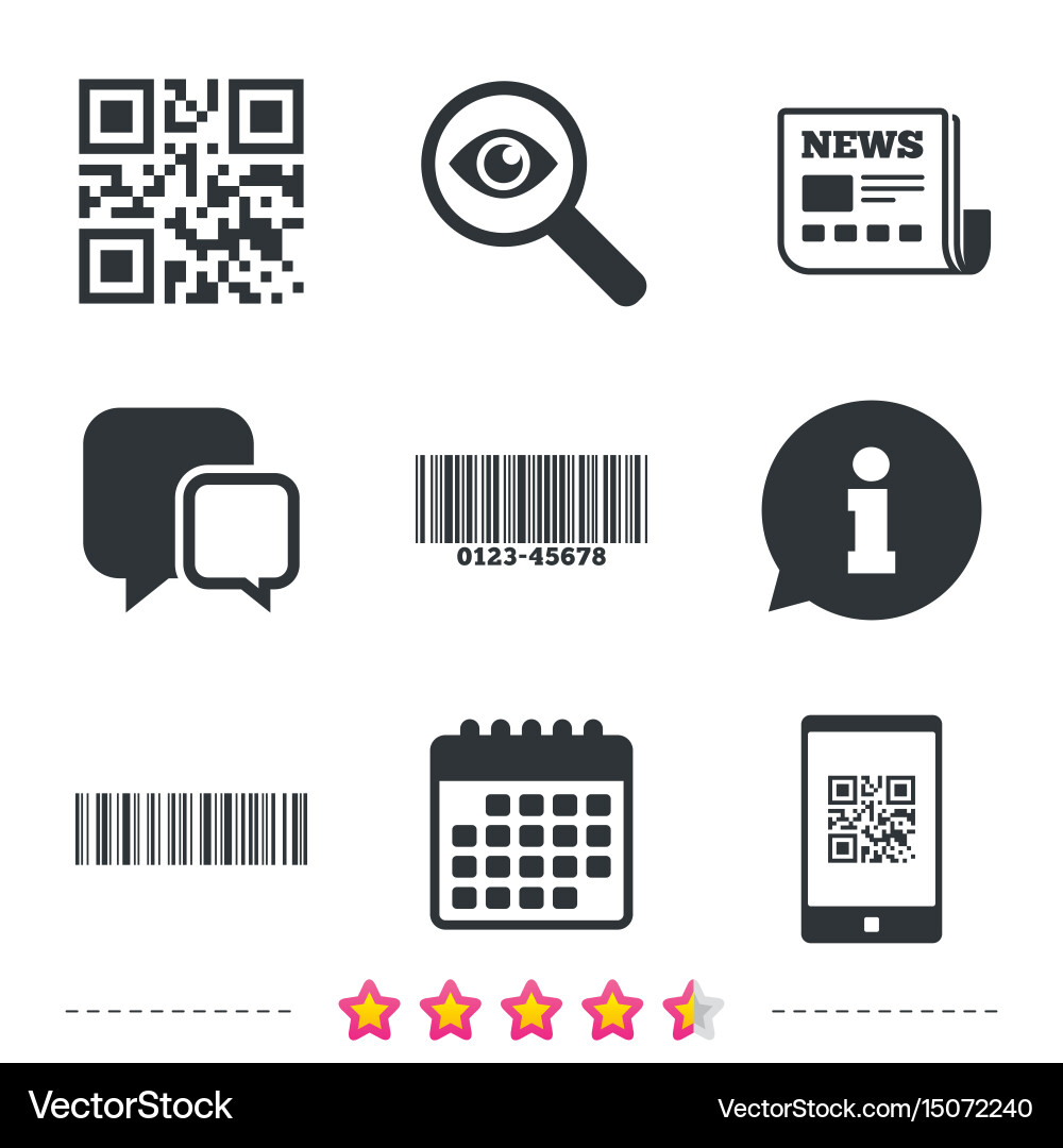 Bar and qr code icons scan barcode symbol Vector Image