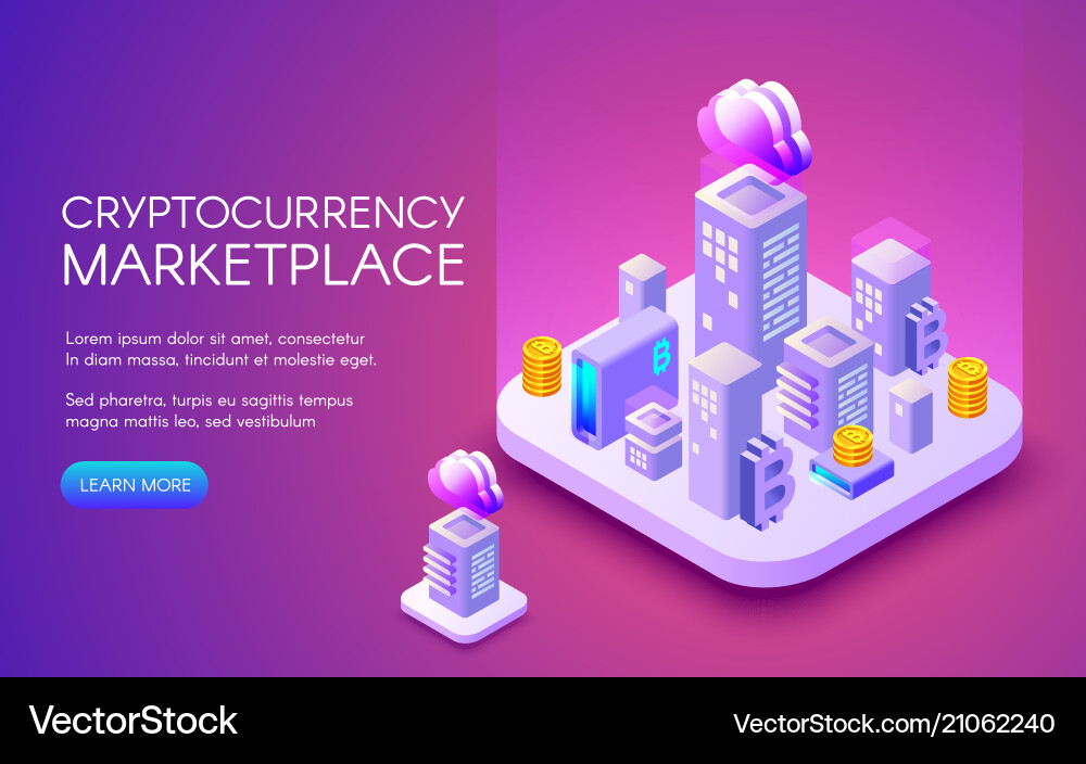 Bitcoin Mining Cloud Network Vector Image