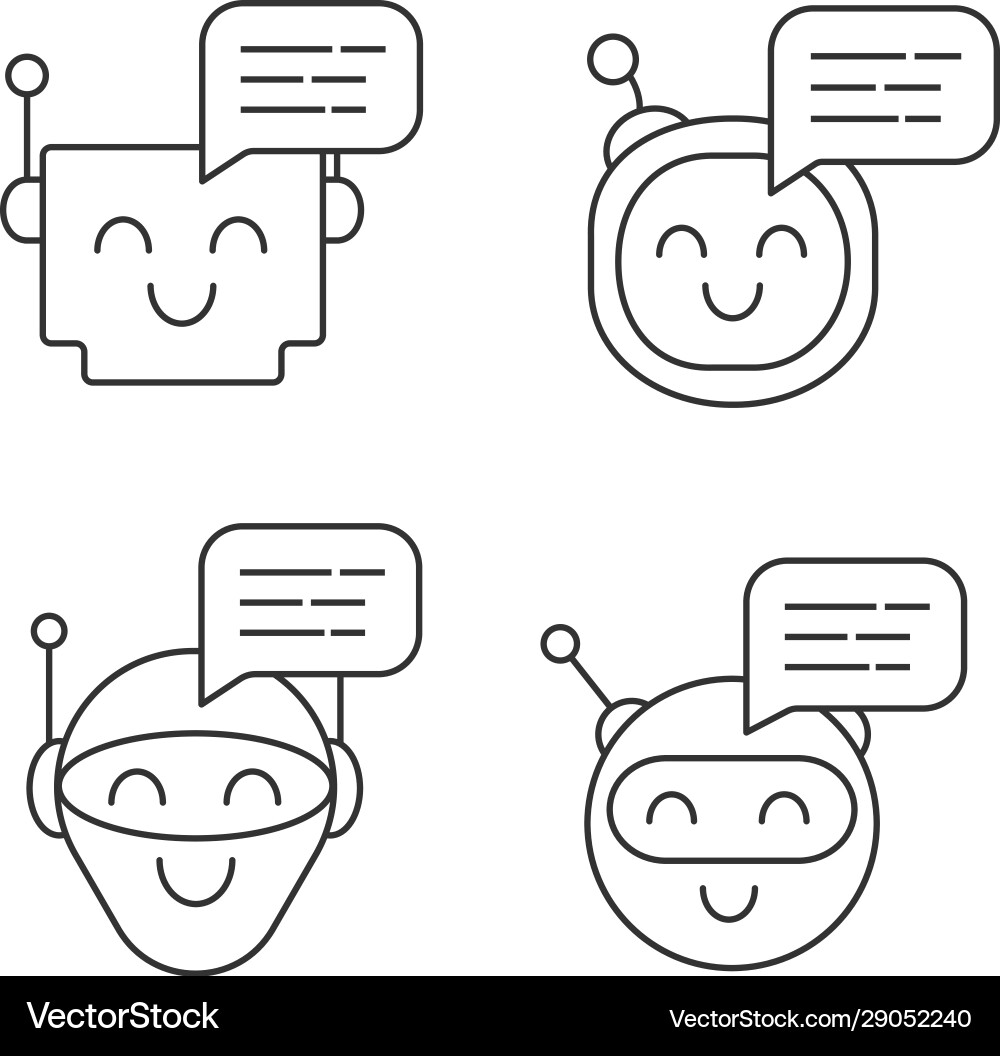 Chatbots messages linear icons set Chatbots messages linear icons set vector image