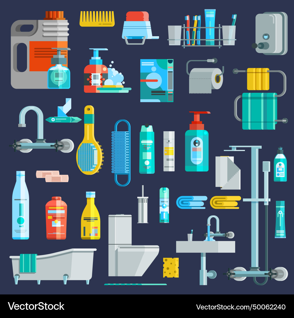 Flat colored hygiene icons set Flat colored hygiene icons set vector image