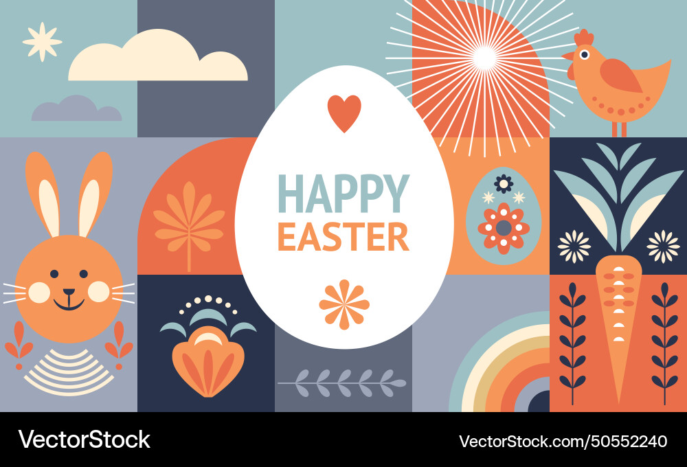 Happy easter card design horizontal banner Happy easter card design horizontal banner vector image
