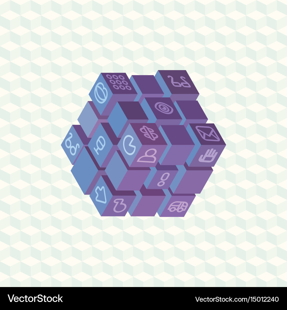 Isometric projection infographic array of cubes vector image