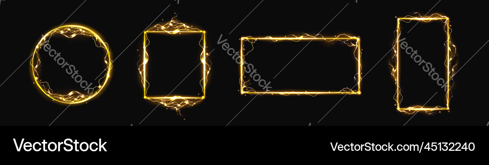Lightning frames yellow thunderbolt effect borders Lightning frames yellow thunderbolt effect borders vector image