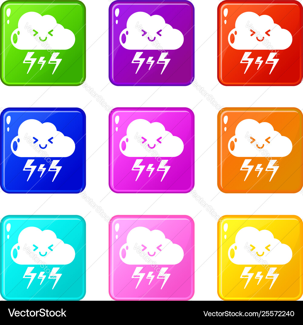 Lightning icons set 9 color collection Vector Image