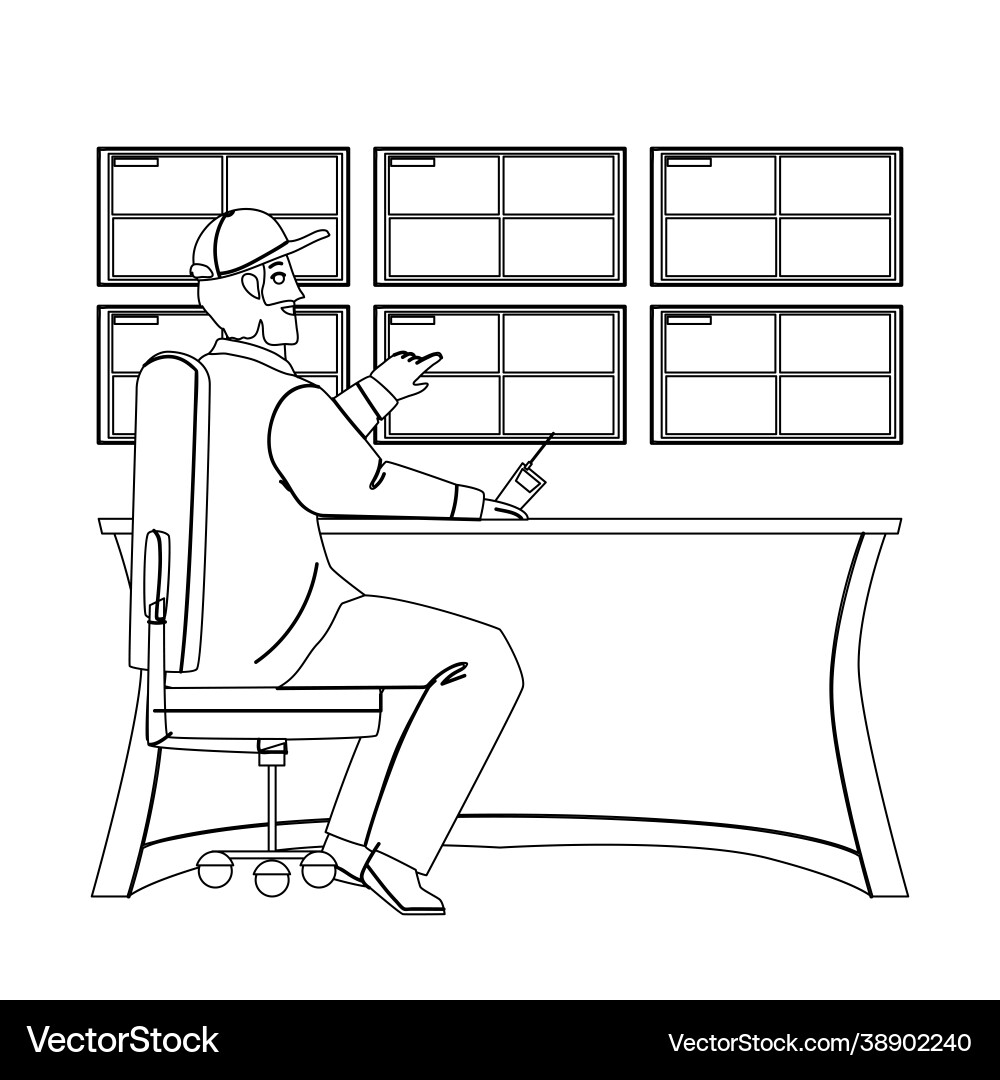Man security worker monitoring cctv system Man security worker monitoring cctv system vector image