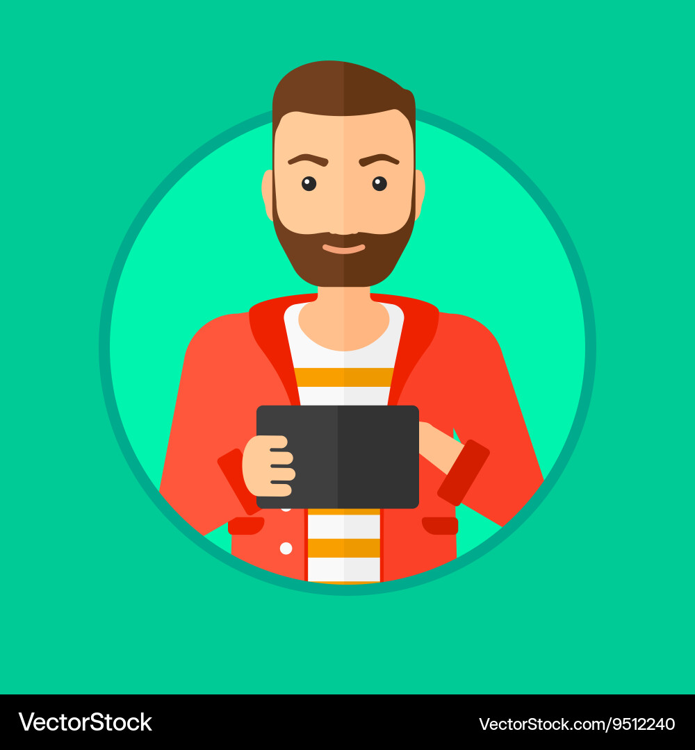 Man using tablet computer vector image