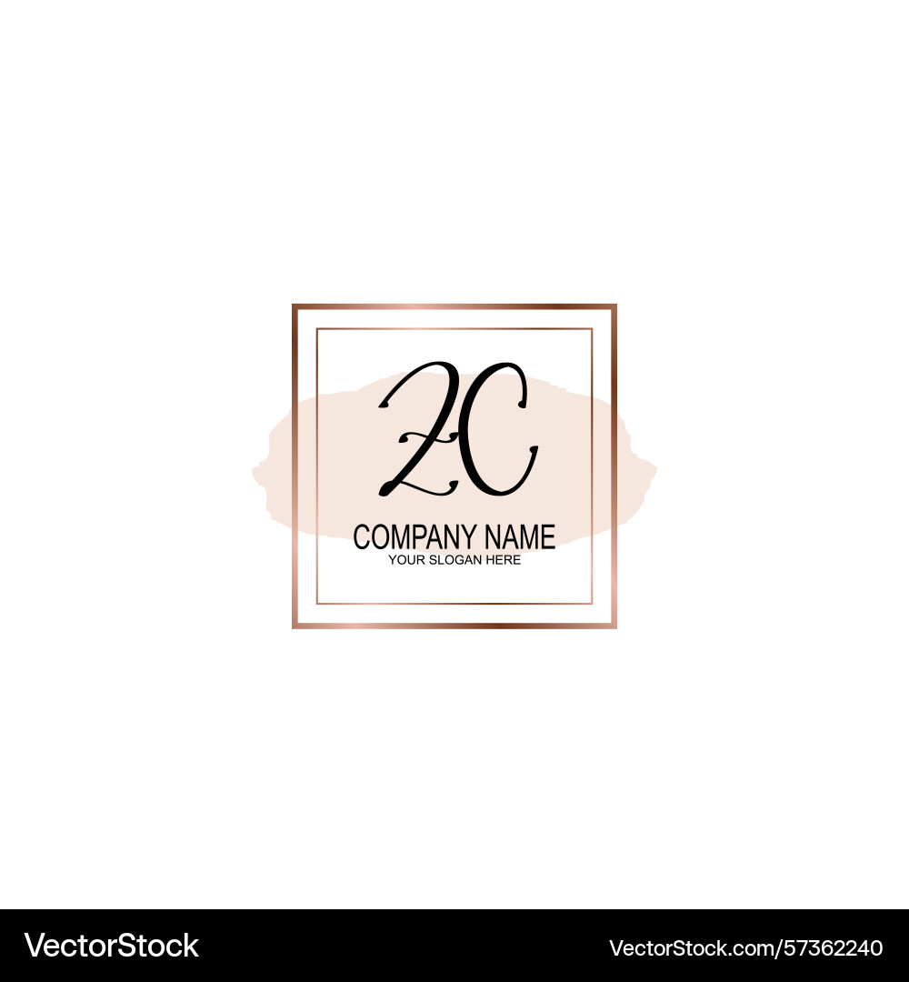 Minimalist handwritten zc initial logos with soft Vector Image