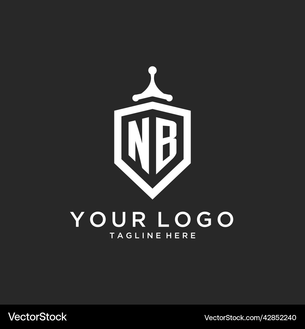 Nb monogram logo initial with shield guard shape Vector Image